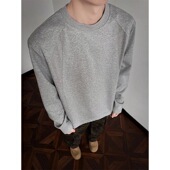 t恤男正肩高级感外套潮流打底上衣 复古重磅螺纹拼接长袖 秋季 美式