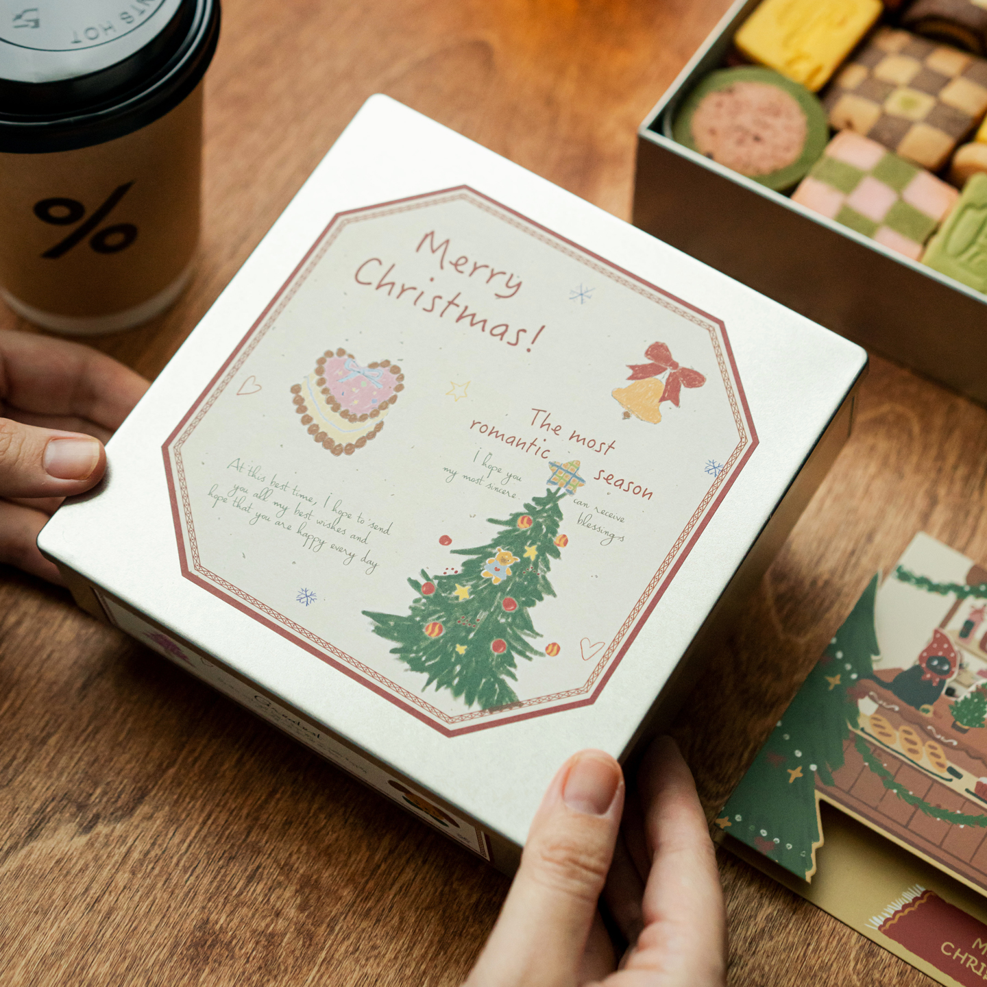 2025新款圣诞包装盒礼盒曲奇饼干盒空盒子铁盒糖霜糖果包装盒定制