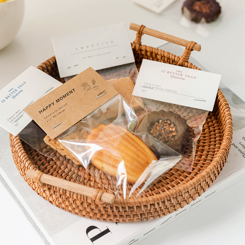 日式卡纸页眉饼干透明包装袋子烘焙奶枣玛德琳牛轧雪花酥曲奇定制