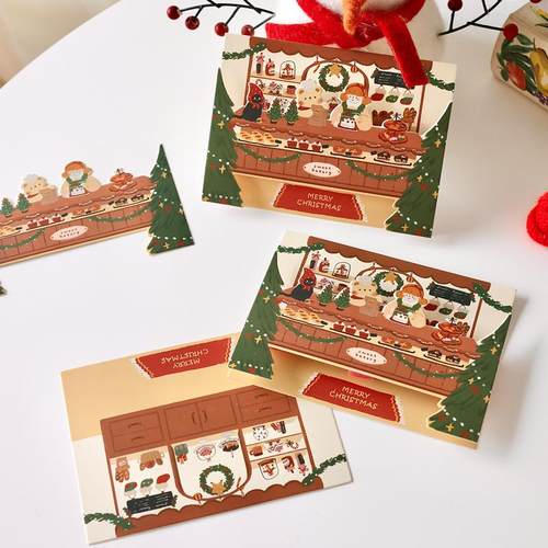 2025创意圣诞节立体卡片贺卡烘焙包装礼物糖霜饼干糖果礼盒子装饰