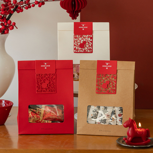 2026新年包装袋开窗牛皮纸自立袋子马年春节烘焙曲奇饼干糖果袋