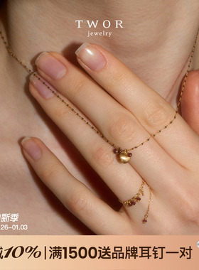 TWOR/Au750肌肤链手工18k金baby ruby 红宝石丝绒项链女细锁骨链