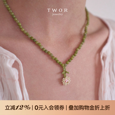 小众天然石串珠野蔷薇项链女气质