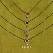 TWOR缇坞 S925银黑银拼色爱心彩钻毛衣链女叠戴高级感复古项链