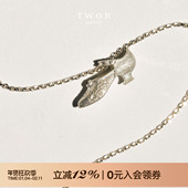 TWOR缇坞 S925银复古浪漫玛丽珍钻石感高跟鞋 项链女独特设计颈链