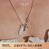 项链女2025新款 TWOR缇坞 S925银淡水珍珠高跟鞋 轻奢复古锁骨颈链