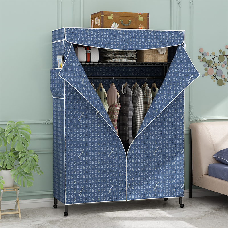 全钢架坚固金属折叠式简易衣柜