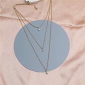 毛衣链 多层次叠戴项链简约几何体镶水钻潮流气质女式 日韩风格 新款