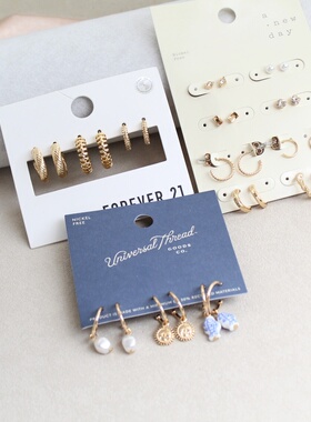 外贸新款组合套装耳钉镶水钻简约日常款大气时尚耳环耳饰女