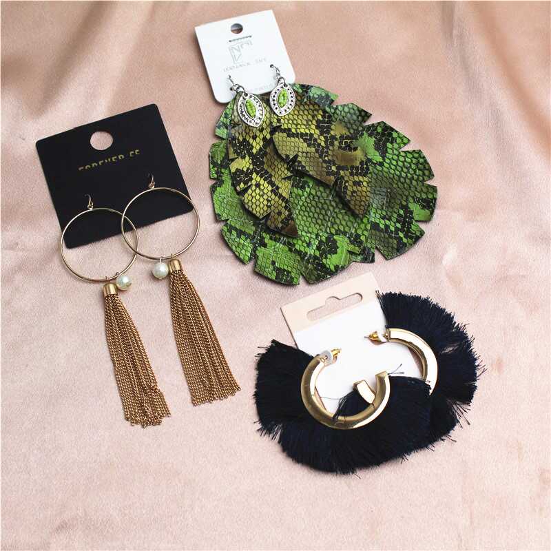 夜店流苏欧美新款耳环皮质时尚女