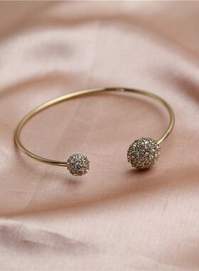 日韩风格女款镶水钻开口细圈手镯
