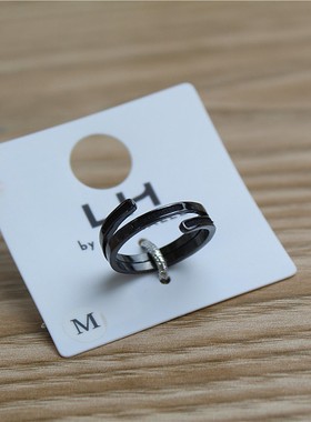 女金属镀金欧美亮黑色戒指