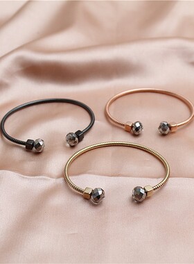 风格新款开口手镯水晶日常大气女