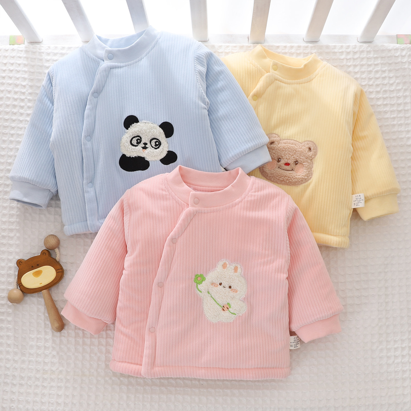 小宝宝加厚棉袄春秋冬季男女婴儿夹棉保暖衣服儿童开衫棉服居家服