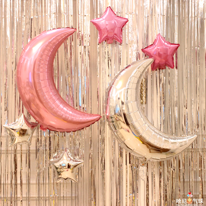 生日气球装饰月亮气球婚礼求婚婚庆布置气球月亮年会酒会气球装饰