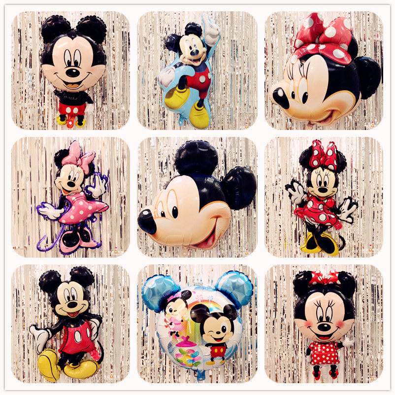 宝宝30天满月百天100天1周岁生日气球装饰儿童卡通米奇米妮气球