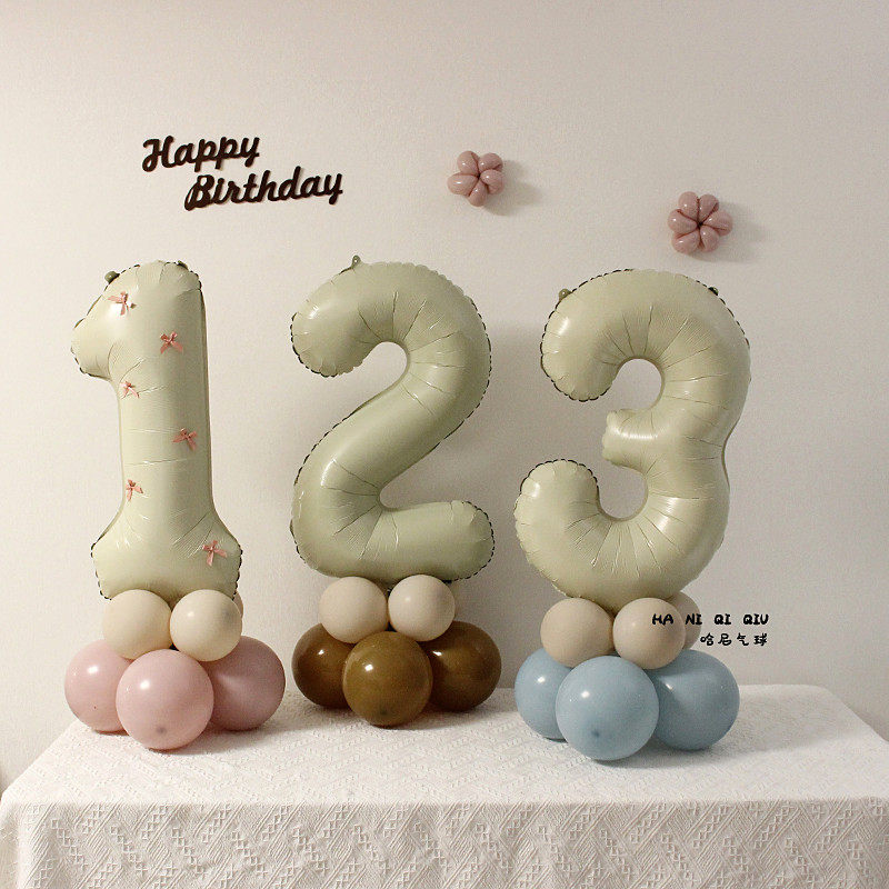 ins森系复古芭蕾风奶油数字气球满月百天周岁100天布置拍照道具,节庆用品/礼品,气球,淘宝优惠券,粉丝福利购,淘宝优惠卷