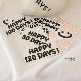 宝宝满月百天100天装饰气球贴纸120天30天生日纪念日布置拍照道具