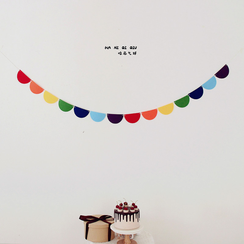 加厚毛毡ins半圆彩旗背景装饰