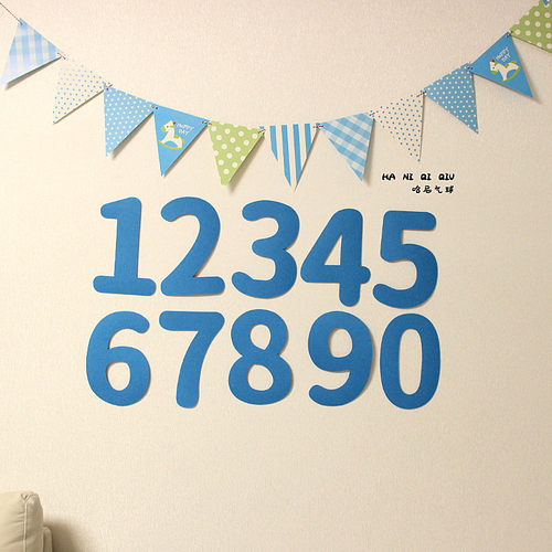 宝宝满月百天生日毛毡数字贴牌