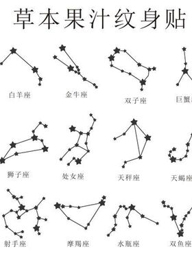 十二星座手腕锁骨草本果汁防水刺青持久不反光纹身贴 ins小清新贴