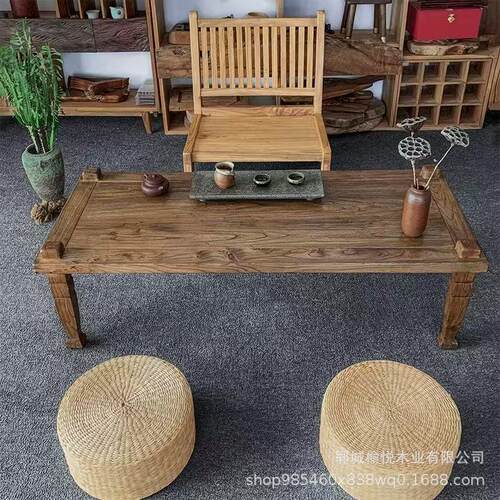 客厅实木桌诧寂风餐桌户外阳台型一体PHO两用条小书桌民长宿办茶