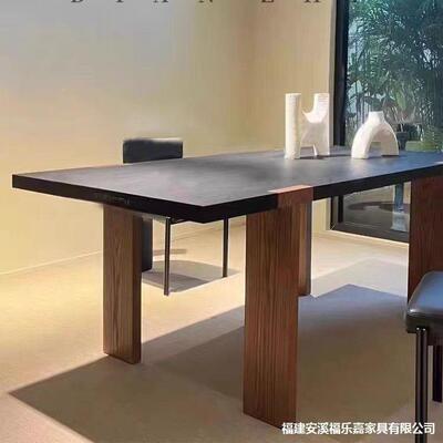 中古桌风原木长餐桌时尚简约侘寂风桌办公茶洽谈flj-7632桌复古方