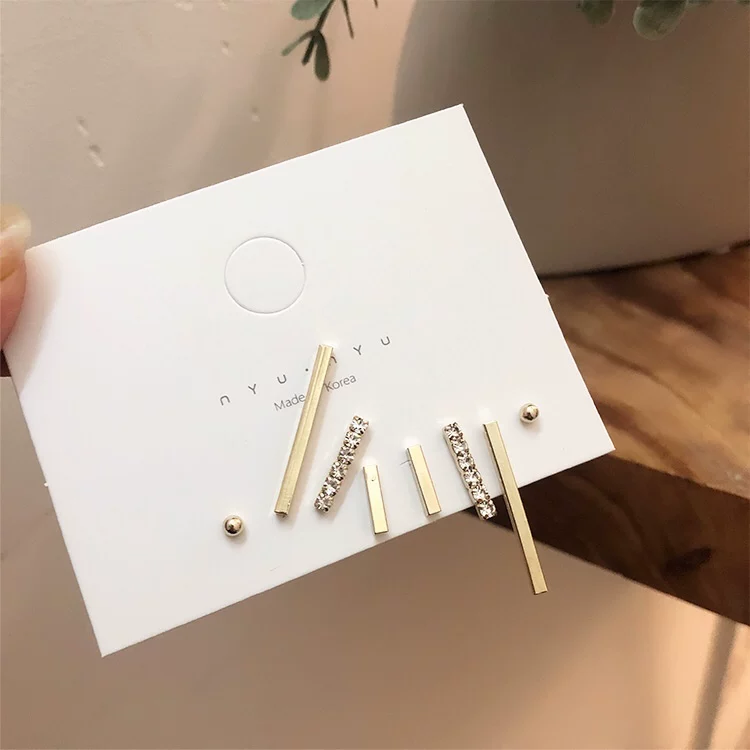 Minimalistic earrings, set, internet celebrity, simple and elegant design