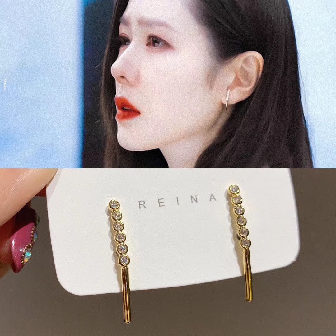爱的迫降孙艺珍锆钻长条同款耳环