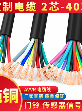 RVV2 3 4 5 6 7 8 10芯0.3 0.5 0.75平方纯铜控制信号电缆护套线
