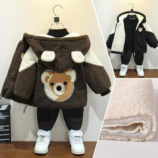 羊羔绒外套男童秋冬2025新款儿童中大童洋气加绒加厚保暖毛毛衣潮