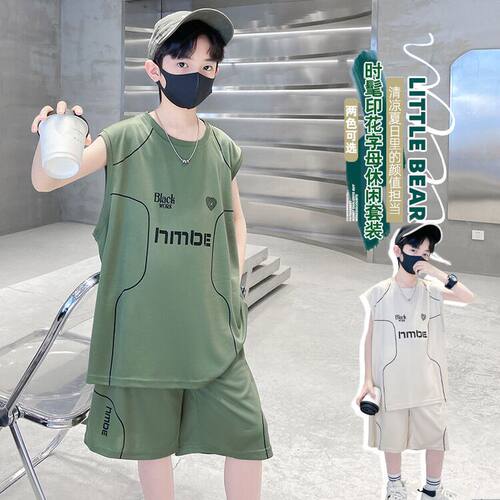 2025夏季新款篮球服夏装中大童运动休闲帅气上衣男孩坎肩男童夏日
