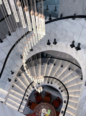 复式楼客厅大吊灯轻奢别墅挑空楼梯吊灯现代简约loft公寓水晶吊灯