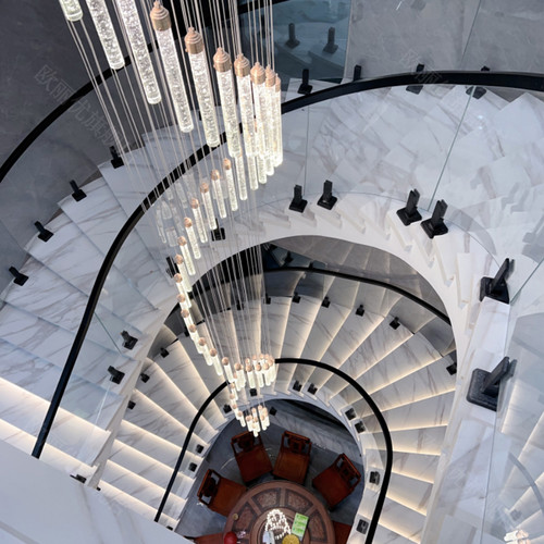 复式楼客厅大吊灯轻奢别墅挑空楼梯吊灯现代简约loft公寓水晶吊灯