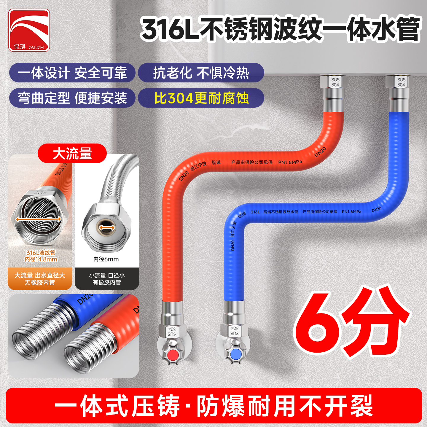 6分食品级不锈钢波纹管316L水管