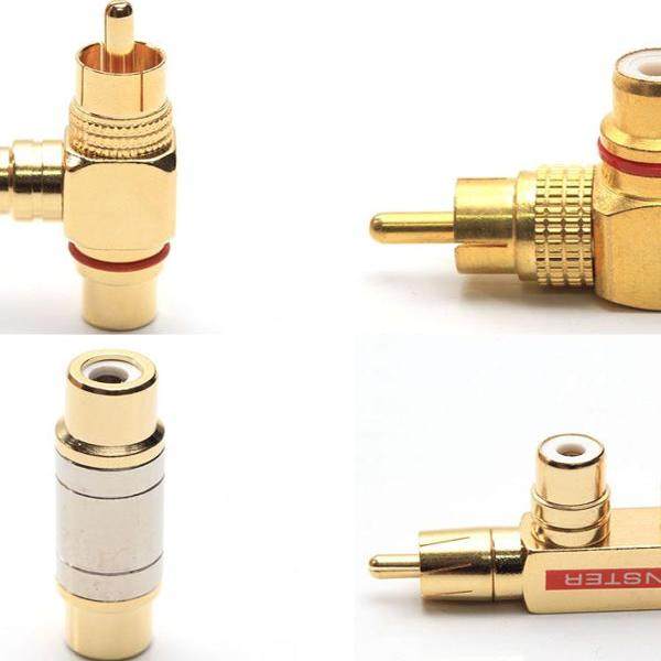 RCA莲花插头音箱音响喇叭线配件转换头一分二公对母对接音频连接