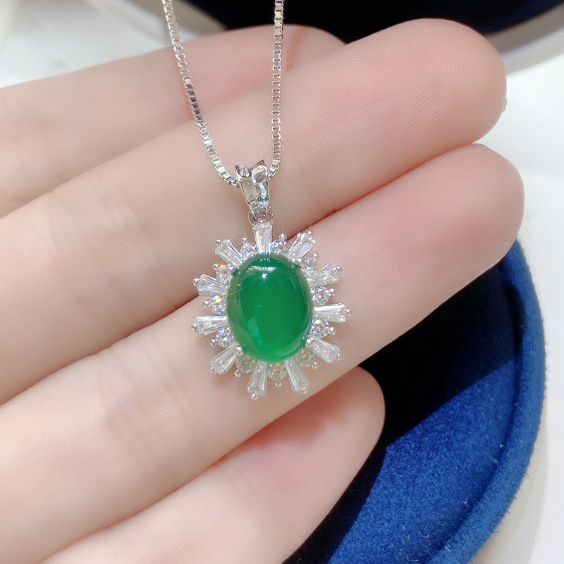 纯银宝石玉髓礼物绿玛瑙送闺蜜