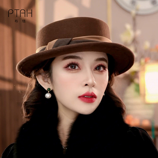 布塔羊毛小礼帽女士秋冬新款羊毛呢蓓蕾帽高级感显脸小帽子PT1421