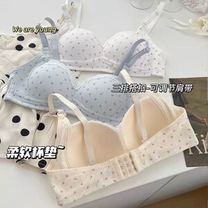 少女内衣女透气无钢圈小胸聚拢上托学生高中生美背一体式运动文胸
