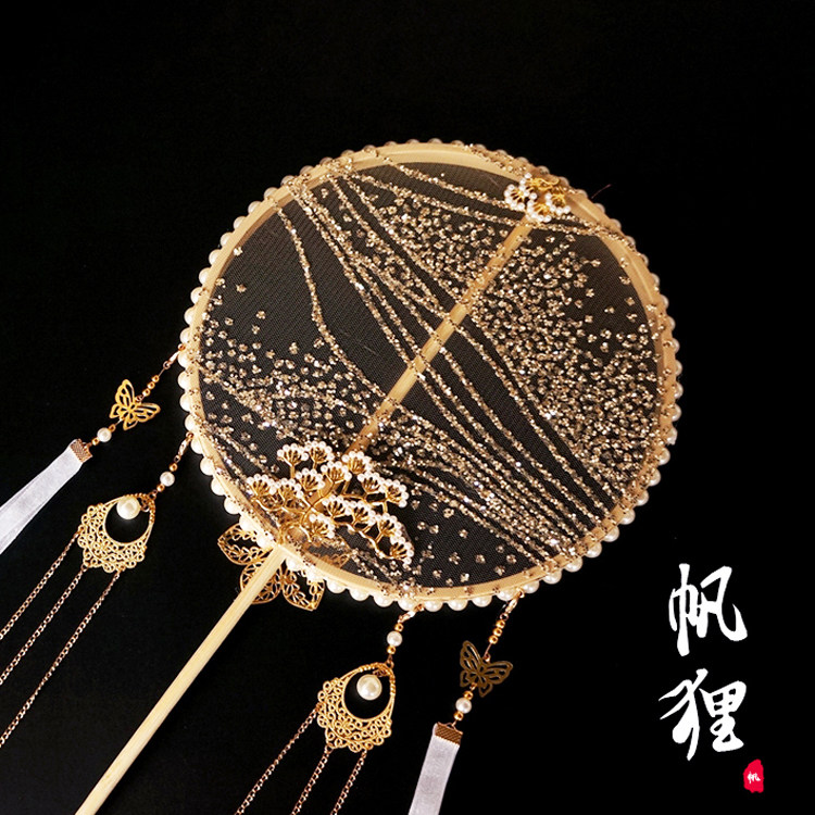 古风长柄团扇舞蹈扇跳舞拍摄汉服道具宫扇手持破云扇成品工艺扇