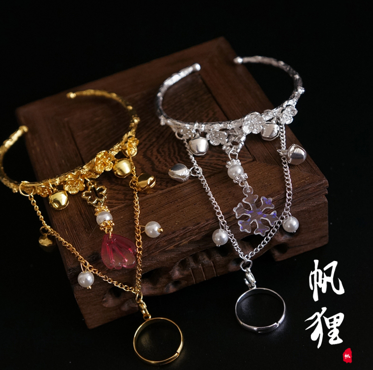 复古原创手镯古风开口花朵汉服