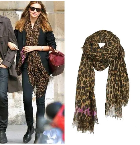 欧美百搭潮品性感豹纹大披肩羊毛围巾100*200长方形字母签名中性