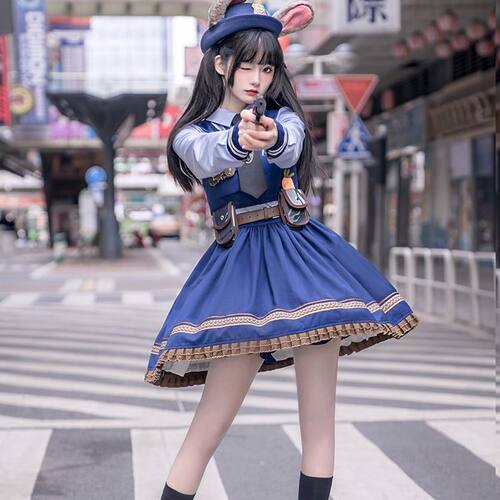 成人兔子警官洛丽塔朱迪cos服学生漫展二次元卡通角色连衣裙套装