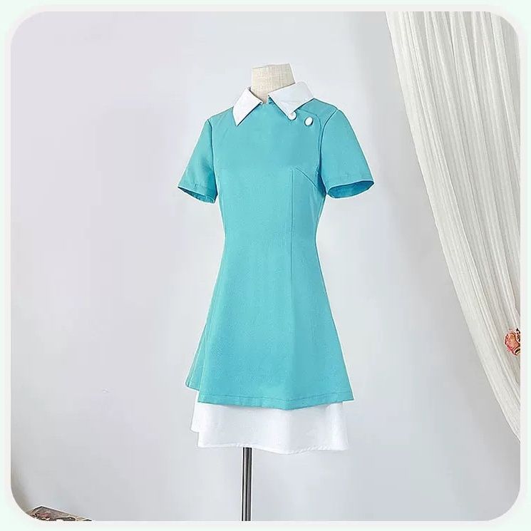 魔卡少女樱大道寺知世cos服知世cosplay夏装绿色收腰连衣裙套装图片