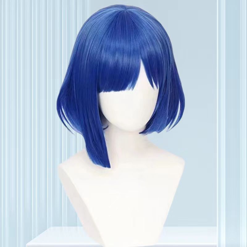 【3726人收藏】孤独摇滚 山田凉成品 cos假发 蓝色波波头高温丝图片