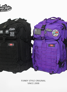 FunkyStyle原创魔术贴双肩包大容量男女机能风战术背包旅行包书包