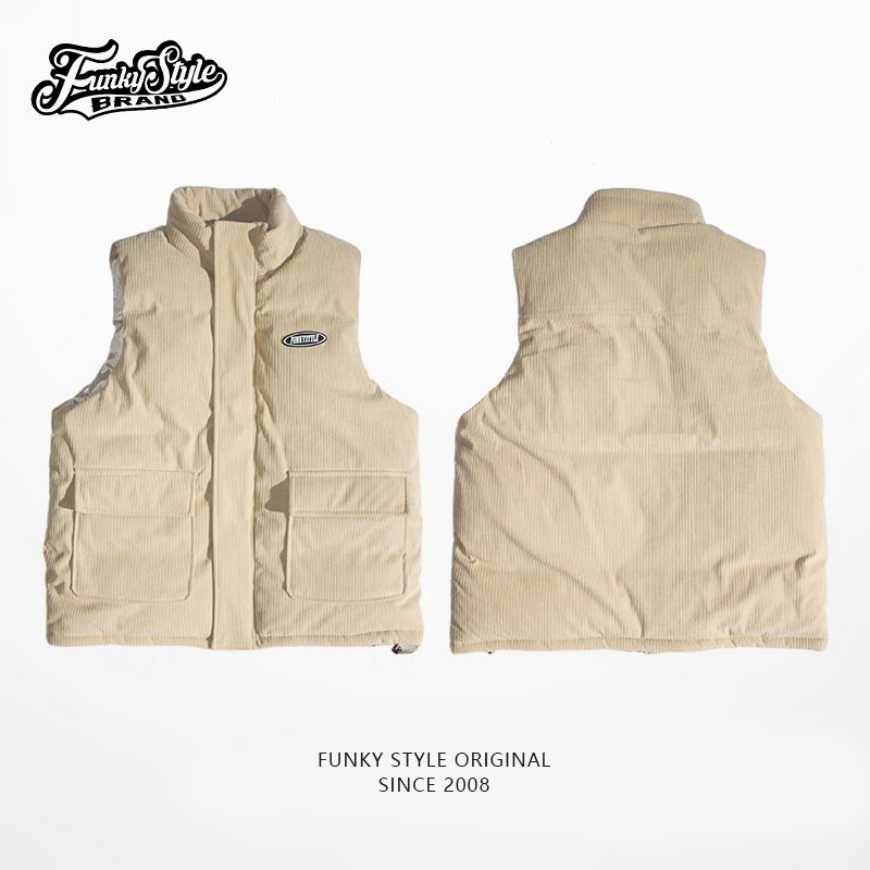 FUNKYSTYLE TIDE INS AUTUMN AND WINTER COTTON VEST VERSATILE COTTON CLOTHES MENS AND WOMENS COTTON HORSE CLIP SLEEVELESS VEST JACKET