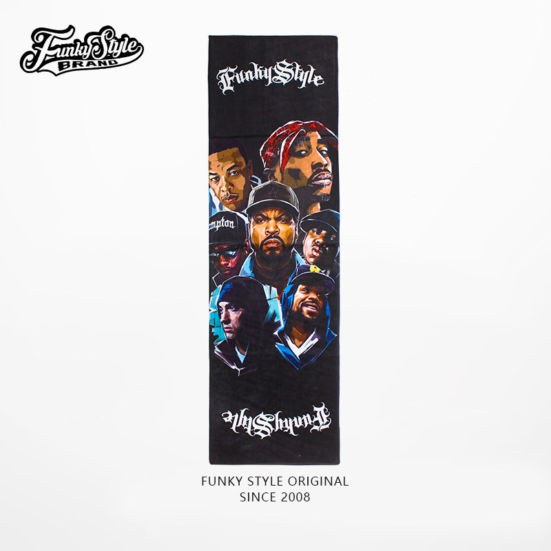 Funkystyle原创rap说唱传奇2PAC嘻哈Eminem街舞运动毛巾汗巾浴巾
