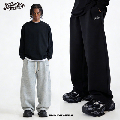 FUNKYSTYLE复古街头阔腿卫裤男