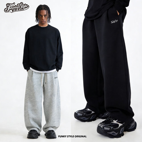 FUNKYSTYLE复古街头阔腿卫裤男